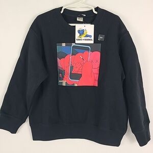Uniqlo Kaws x Andy Warhol Youth Sweatshirt Unisex Black Cotton Graphic Sz 5-6